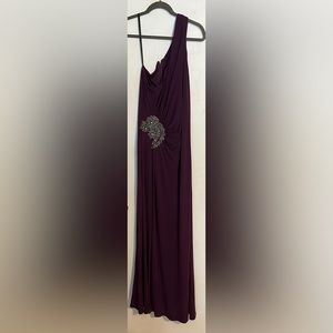 David Meister Purple One Shoulder Dress
